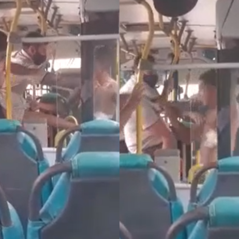 Briga foi filmada por passageiro que estava no &ocirc;nibus – Foto: Divulga&ccedil;&atilde;o/ND