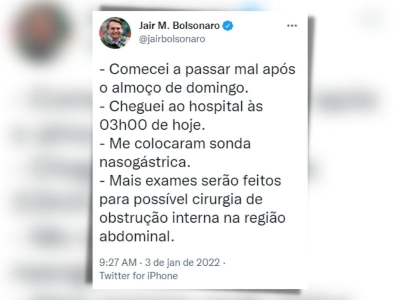 Presidente Jair Bolsonaro divulga informa&ccedil;&otilde;es sobre interna&ccedil;&atilde;o em hospital – Foto: Reprodu&ccedil;&atilde;o/ND