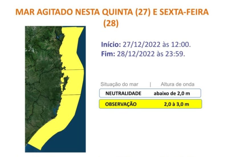 Mapa aponta nível de risco no mar catarinense entre quinta e sexta &#8211; Foto: DCSC/Divulgação/ND