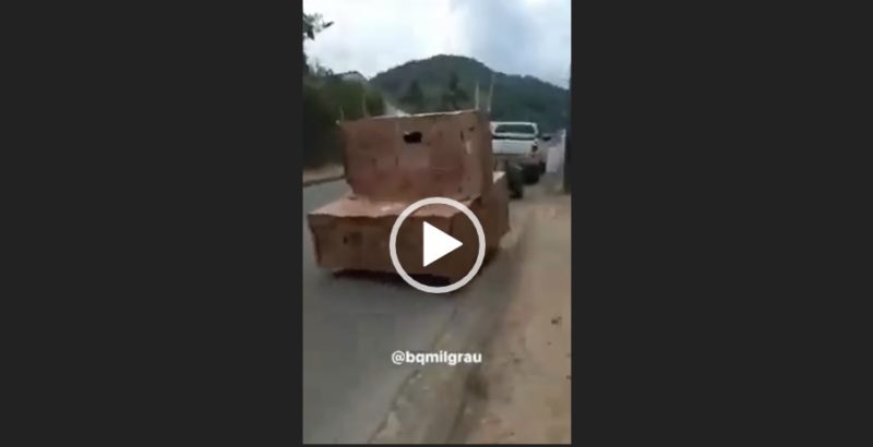 Carro de papel&atilde;o &eacute; flagrado em rua de Brusque – Foto: Reprodu&ccedil;&atilde;o/Internet/ND