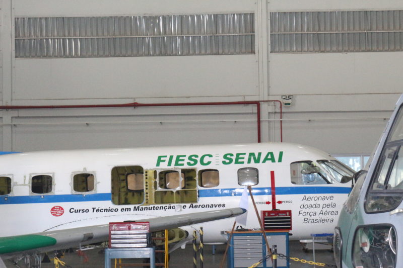Aeronave usada para aulas pr&aacute;ticas no Senai Palho&ccedil;a – Foto: Divulga&ccedil;&atilde;o/ND