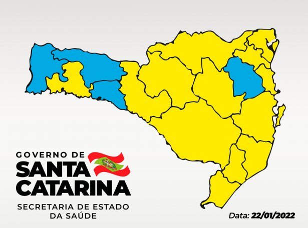 Novo mapa de risco, divulgado neste sábado (22) &#8211; Foto: Governo de Santa Catarina/Divulgação/ND