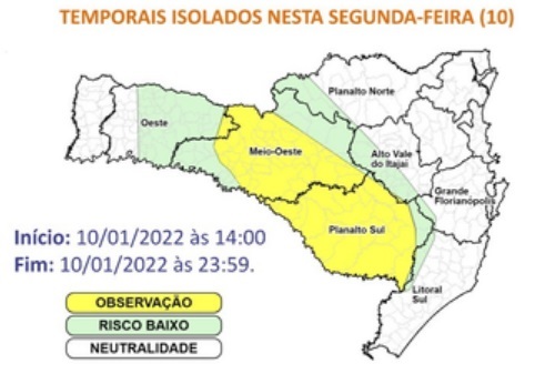 Temporais isolados devem atingir SC nesta segunda-feira (10) &#8211; Foto: Defesa Civil/Divulgação/ND