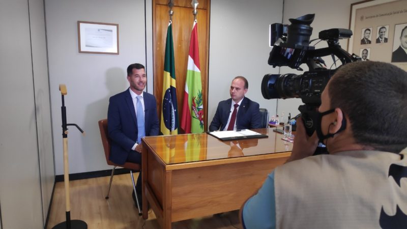 Entrevista com o deputado federal Fabio Schiochet foi realizada em Bras&iacute;lia – Foto: Reprodu&ccedil;&atilde;o/NDTV