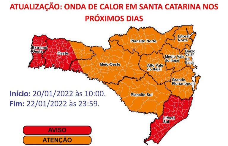 SC segue com alerta para onda de calor &#8211; Foto: Defesa Civil/Divulgação/ND