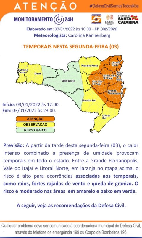 mapa que mostra o calor