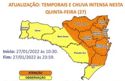 Temporais e chuva intensa nesta quinta-feira em SC &#8211; Foto: DCSC/Divulgação/ND