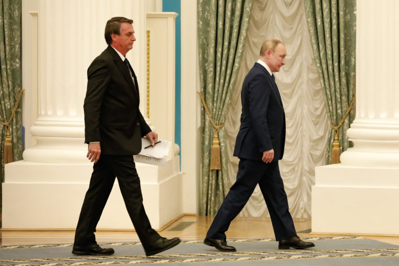 (Moscou &mdash; R&uacute;ssia, 16/02/2022) Presidente da Rep&uacute;blica, Jair Bolsonaro acompanhado do Presidente da Federa&ccedil;&atilde;o Russa, Vladmir Putin durante declara&ccedil;&atilde;o &agrave; Imprensa.&nbsp; Foto: Alan Santos/PR/ND