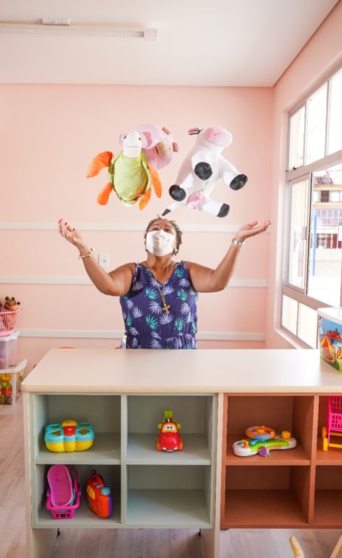 No Neim Paulo Michels, a prioridade &eacute; que as crian&ccedil;as passem o dia brincando e bem acolhidas – Foto: Diorgenes Pandini/Especial para o ND