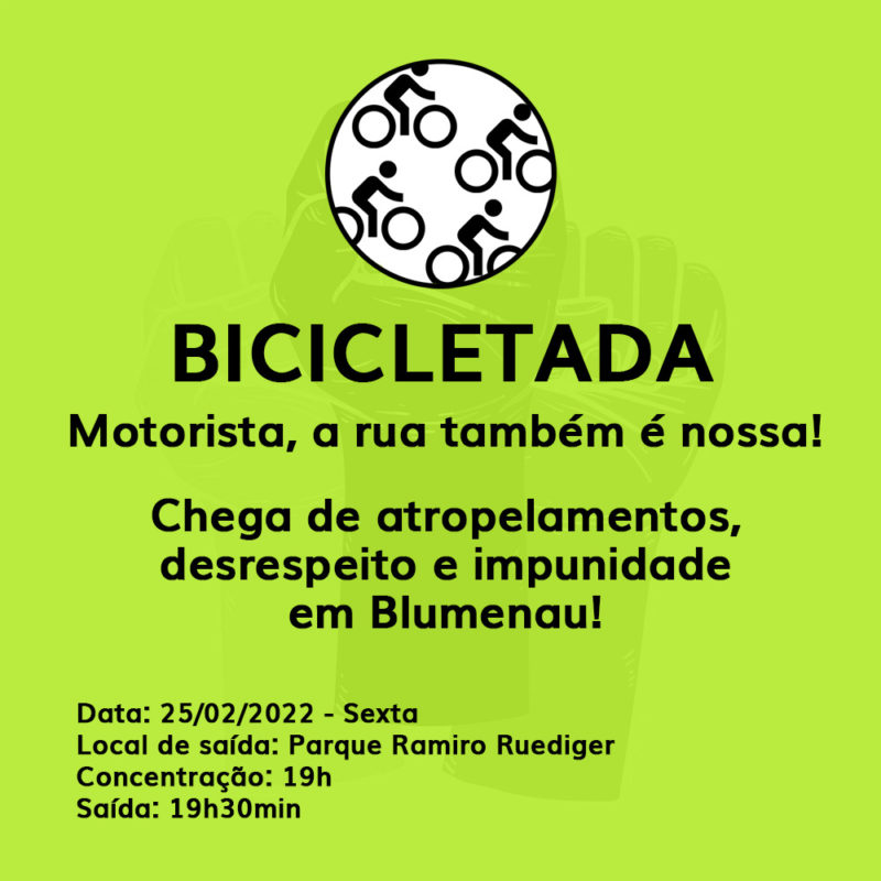 Bicicletada acontece nesta sexta-feira em Blumenau – Foto: Divulga&ccedil;&atilde;o/ND