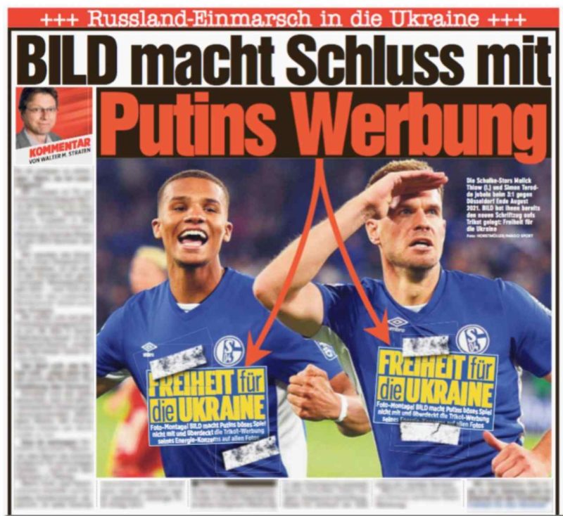 O jornal destacou fotos da camisa do Schalke já editada com a frase &#8211; Foto: Internet/Reprodução/ND