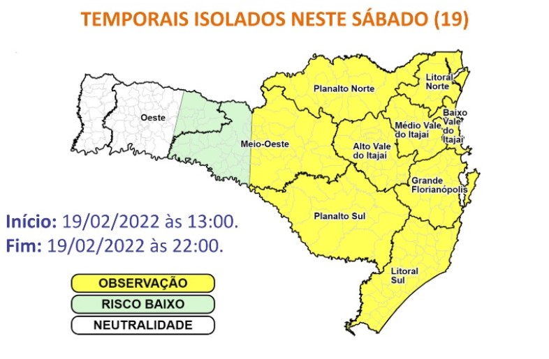Mais da metade de SC est&aacute; em observa&ccedil;&atilde;o para a chegada de temporais no Estado – Foto: DCSC/Divulga&ccedil;&atilde;o/ND