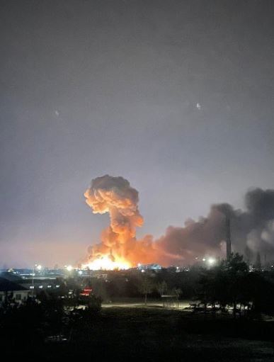 Imagem de uma das explos&otilde;es registradas em Kiev, na Ucr&acirc;nia; clima &eacute; assustador – Foto: Michael Holmes/@holmescnn/Divulga&ccedil;&atilde;o/ND