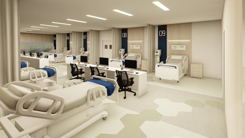 O projeto do Hospital de Gaspar conta com instala&ccedil;&atilde;o da UTI (Unidade de Terapia Intensiva) – Foto: Prefeitura Municipal de Gaspar/DIvulga&ccedil;&atilde;o