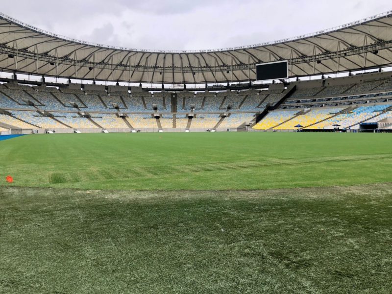 NOVO TAPETE – Obras no gramado do Maracan&atilde; caminham para reta final&nbsp; – Foto: Divulga&ccedil;&atilde;o/Prana/ND