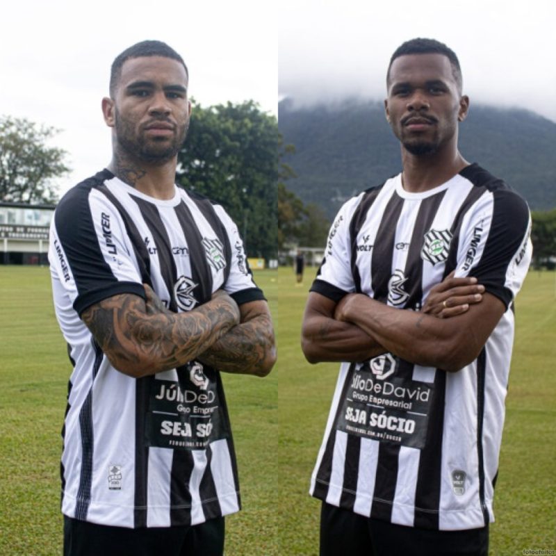 Jhon Cley (esquerda) e Gustavo Henrique (direita) chegam para refor&ccedil;ar o setor ofensivo do Figueirense – Foto: Figueirense/Divulga&ccedil;&atilde;o/ Arte ND