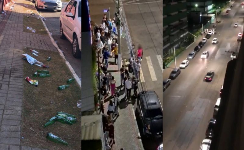 Imagens mostram a aglomera&ccedil;&atilde;o de pessoas na rua – Foto: Arquivo Pessoal/ND