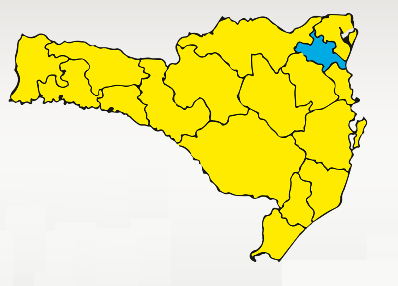 Melhora foi registrada apenas na regi&atilde;o do Vale do Itapocu, que na semana estava no n&iacute;vel de Risco Alto (amarelo) e agora est&aacute; no azul – Foto: SES/Divulga&ccedil;&atilde;o/ND