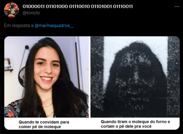 A foto de Marina Araujo virou meme na internet - Reprodução Twitter/Divulgação/ND