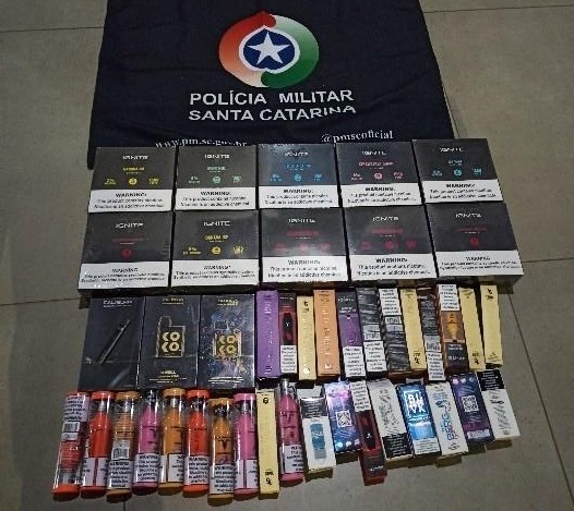 Todo material apreendido foi levado &agrave; Receita Federal de Dion&iacute;sio Cerqueira – Foto: Pol&iacute;cia Militar/Divulga&ccedil;&atilde;o/ND