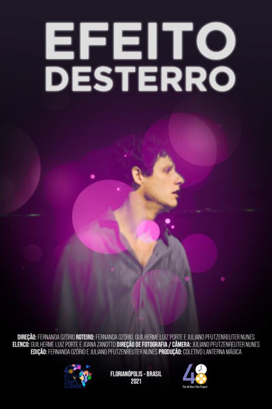 Efeito Desterro foi produzido pelos produtores audiovisuais Fernanda Oz&oacute;rio e Juliano Pfutzenreuter Nunes, com a ajuda do ator Guilherme Luiz Porte, que interpreta o personagem principal da trama – Foto: Divulga&ccedil;&atilde;o/ND
