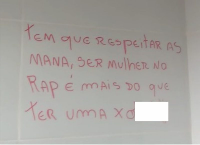 V&acirc;ndalos picharam o banheiro feminino – Foto: Prefeitura de Ca&ccedil;ador/ND