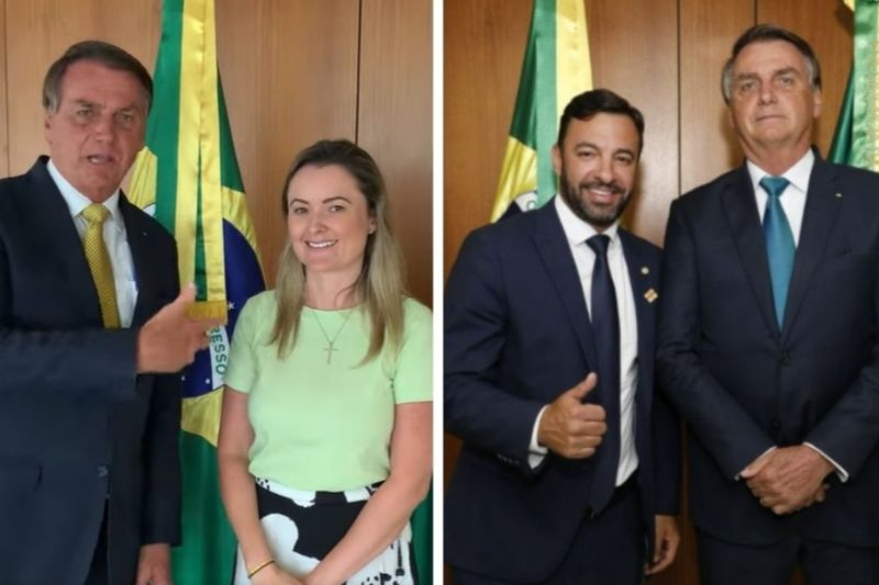 Bolsonaro com J&uacute;lia Zanatta e com Daniel Freitas – Foto: Reprodu&ccedil;&atilde;o/ND