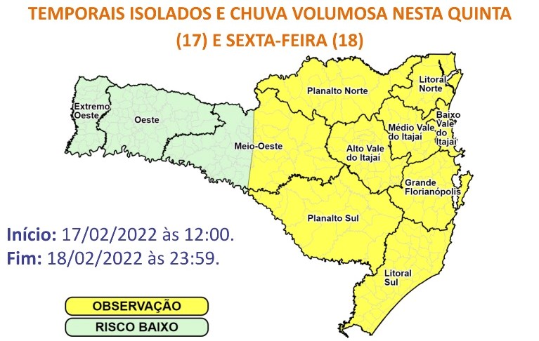 Temporais isolados est&atilde;o marcados para esta quinta e sexta-feira – Foto: Defesa Civil/DIvulga&ccedil;&atilde;o/ND