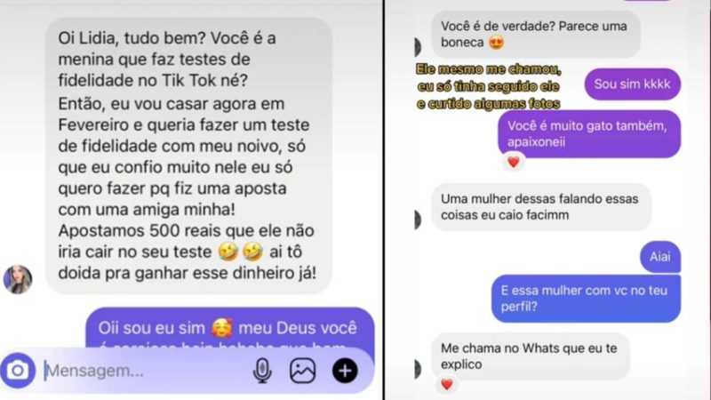 Veja a conversa entre a influencer e o noivo – Foto: Redes Sociais/Divulga&ccedil;&atilde;o/ND