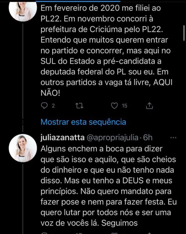 Pr&eacute;-candidata a deputada federal pelo PL, advogada J&uacute;lia Zanatta mandou recado claro ao deputado Daniel Freitas – Foto: Reprodu&ccedil;&atilde;o/Redes Sociais