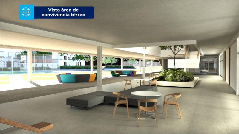 &Aacute;rea de conv&iacute;vio da escola – Foto: FIESC
