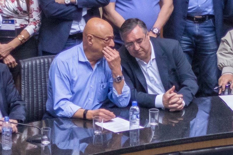 Esperidião Amin e Raimundo Colombo em evento político nas eleições de 2018 &#8211; Foto: Luis Gustavo Debiasi/Divulgação/ND