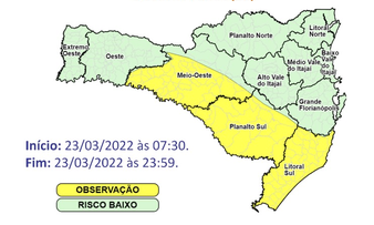 Defesa Civil emitiu alerta relacionado às chuvas nesta quarta (23) &#8211; Foto: Defesa Civil/Divulgação/ND