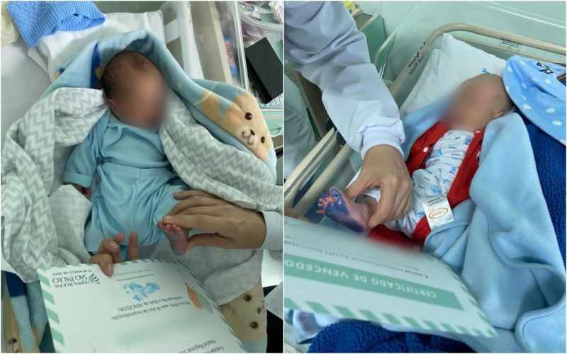 Os rec&eacute;m-nascidos ganharam alta da UTI Neonatal com o certificado de Vencedores. – Foto: HRSP/Divulga&ccedil;&atilde;o/ND