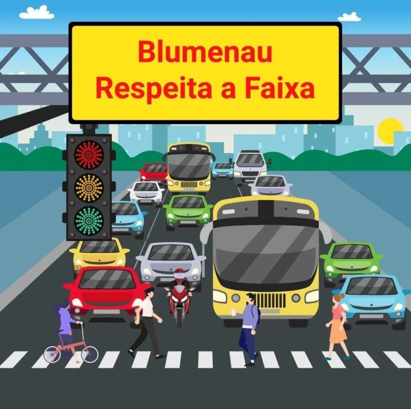 Campanha em Blumenau chama a aten&ccedil;&atilde;o para o respeito da faixa de seguran&ccedil;a – Foto: Reprodu&ccedil;&atilde;o/Internet/ND