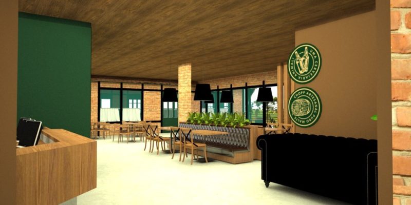 Simulação do espaço interno da GutBrau em Campo Alegre