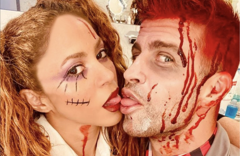 Shakira e Piqu&eacute; durante brincadeira de Hallowen – Foto: Reprodu&ccedil;&atilde;o