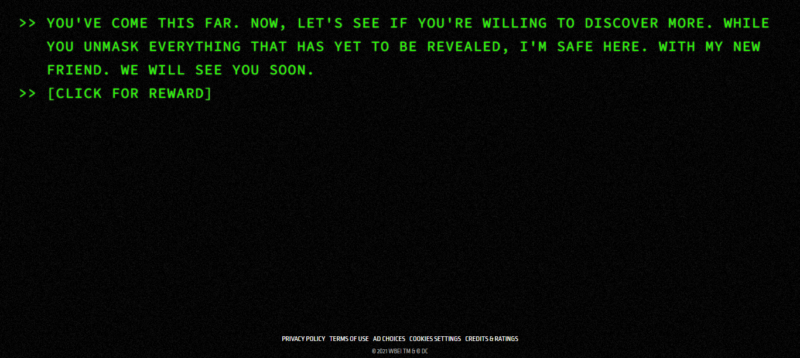 “Voc&ecirc; chegou at&eacute; aqui. Agora, vamos ver se est&aacute; disposto a descobrir mais. Enquanto voc&ecirc; desmascara tudo o que ainda est&aacute; para ser revelado, eu estou seguro aqui. Com meu novo amigo [o Coringa de Barry Keoghan]. Nos vemos em breve”, dizia a mensagem de Charada – Foto: Internet/Reprodu&ccedil;&atilde;o/ND