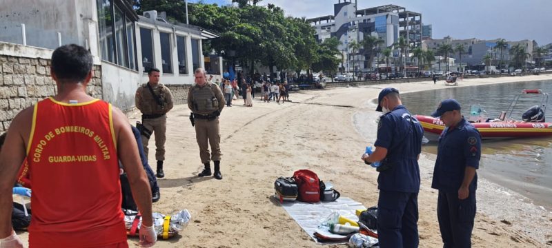 Idosa estava sozinha na Praia do Meio quando ocorreu o afogamento – Foto: CBMSC/Divulga&ccedil;&atilde;o/ND