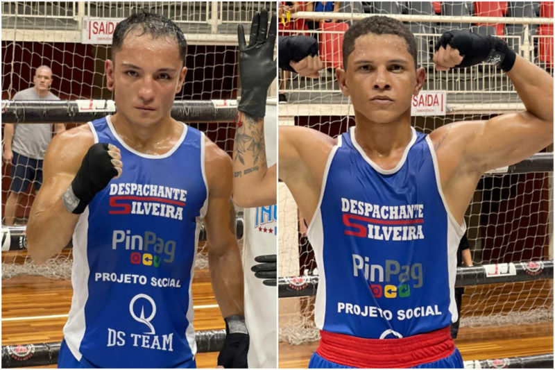 Charles Quintana (E) e Leonardo Santos da DS Team mostraram a for&ccedil;a do Boxe de S&atilde;o Jos&eacute; – Foto: divulga&ccedil;&atilde;o DS TEAM