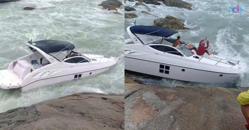 Condi&ccedil;&otilde;es do mar dificultaram o resgate – Foto: Corpo de Bombeiros Militar/Divulga&ccedil;&atilde;o/ND