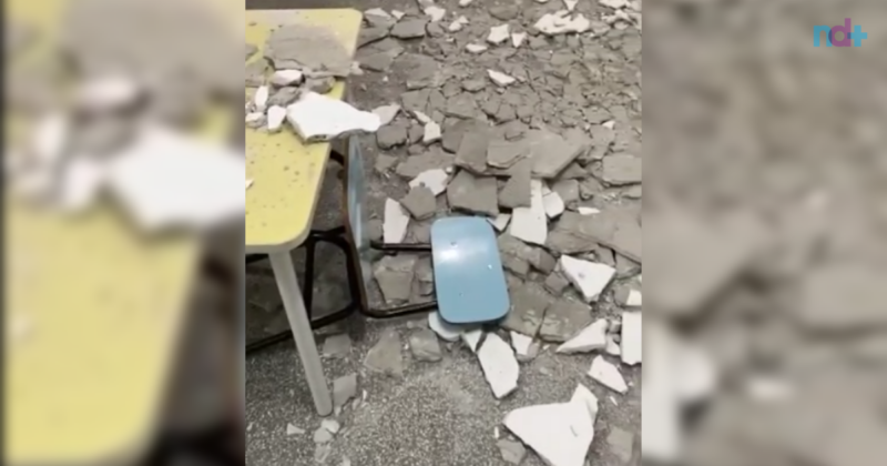 Uma aluna ficou feriada com a queda da estrutura – Foto: Divulga&ccedil;&atilde;o/ND