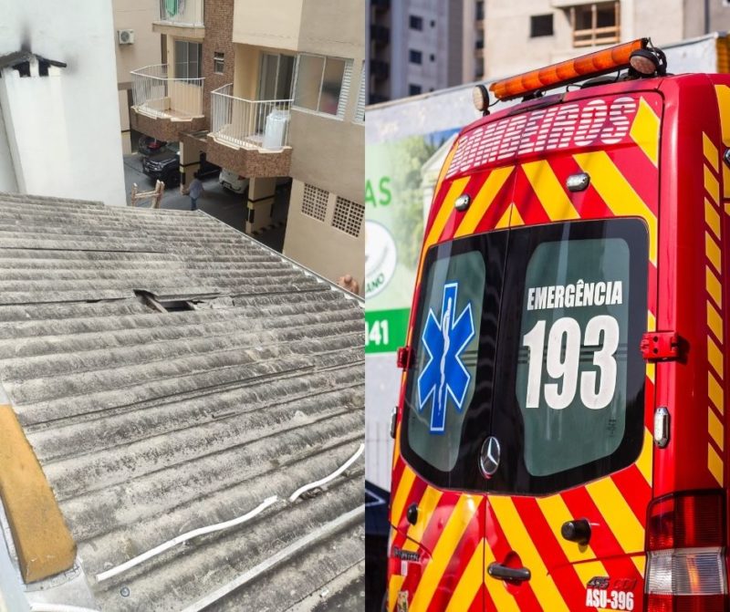 Crian&ccedil;a de 3 anos cai de cinco andares em Balne&aacute;rio Cambori&uacute; – Foto: Corpo de Bombeiros e Bruno Golembiewski/Reprodu&ccedil;&atilde;o/ND