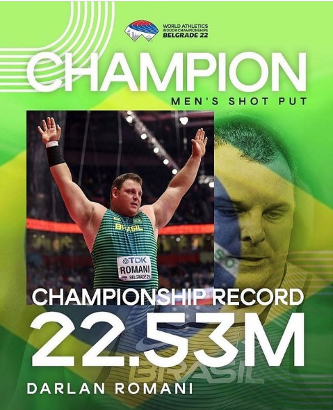 Darlan Romani conquistou o t&iacute;tulo Mundial Indoor de Atletismo no Arremesso de Peso – Foto: divulga&ccedil;&atilde;o instagram