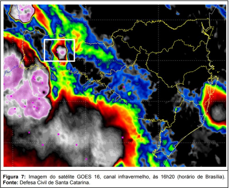 Imagem do sat&eacute;lite GOES 16 &mdash; Foto: Defesa Civil/ND