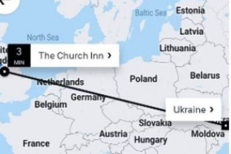 Depois de beber, brit&acirc;nica pediu Uber para ‘ajudar ucranianos na guerra’ – Foto: Reprodu&ccedil;&atilde;o/Uber/ND