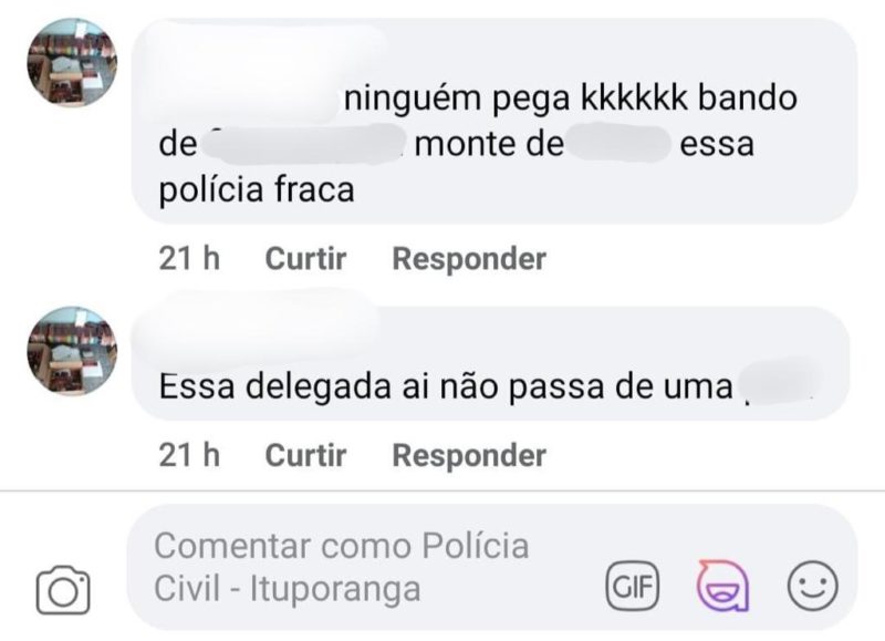 O homem escreveu coment&aacute;rios depreciativos em uma rede social da Pol&iacute;cia Civil de Ituporanga – Foto: Reprodu&ccedil;&atilde;o/DIC Ituporanga/ND