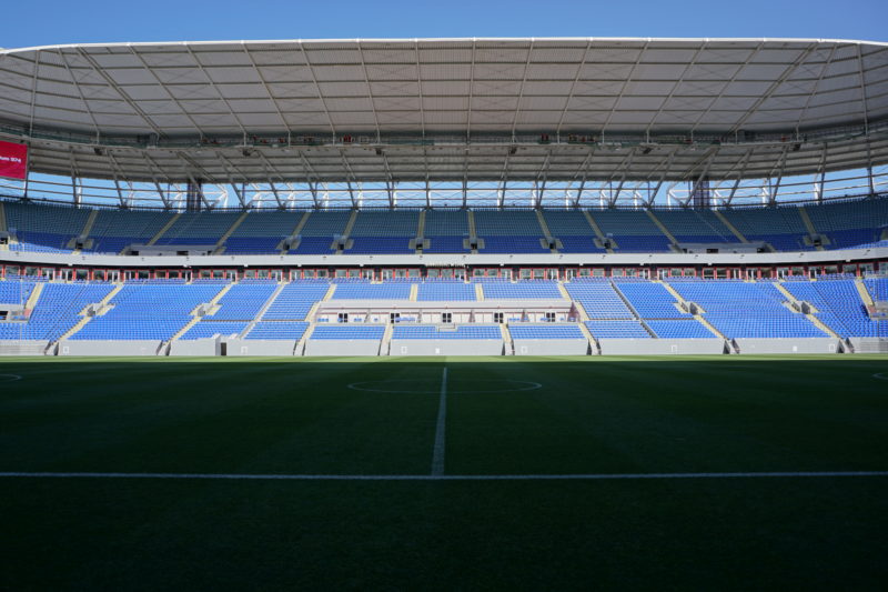 Detalhes da arquibancada do est&aacute;dio que fica na Capital Doha – Foto: Diogo Ma&ccedil;aneiro/ND