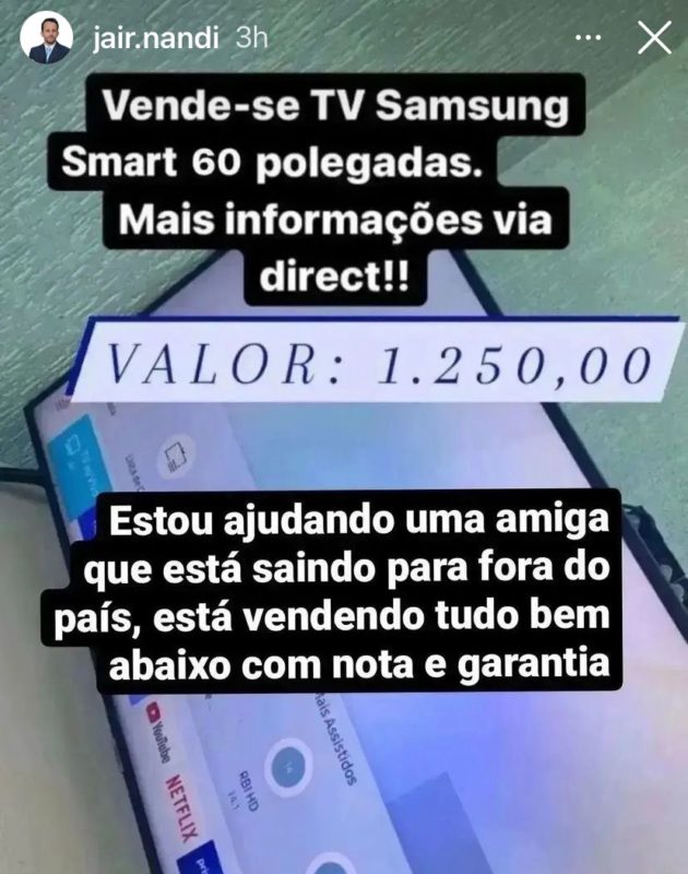 Instagram do prefeito de Urussanga &eacute; utilizado para golpe – Foto: Divulga&ccedil;&atilde;o/Redes Sociais