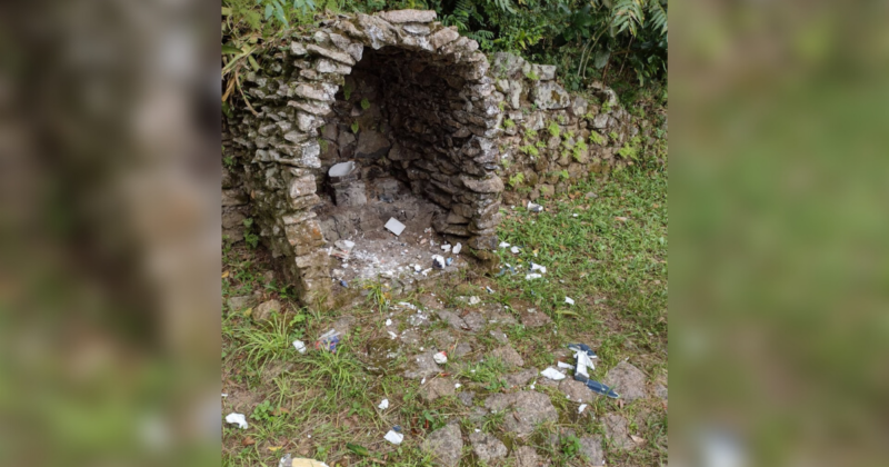 Gruta em Laguna foi destru&iacute;da por v&acirc;ndalos – Foto: Divulga&ccedil;&atilde;o/Gecom/ND